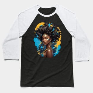 Black Woman Hip Hop splash art retro design Baseball T-Shirt